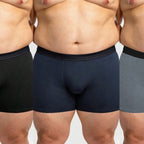 Kit 5 Cuecas Boxer Plus Size - detalhe traseiro cores preta marinho chumbo