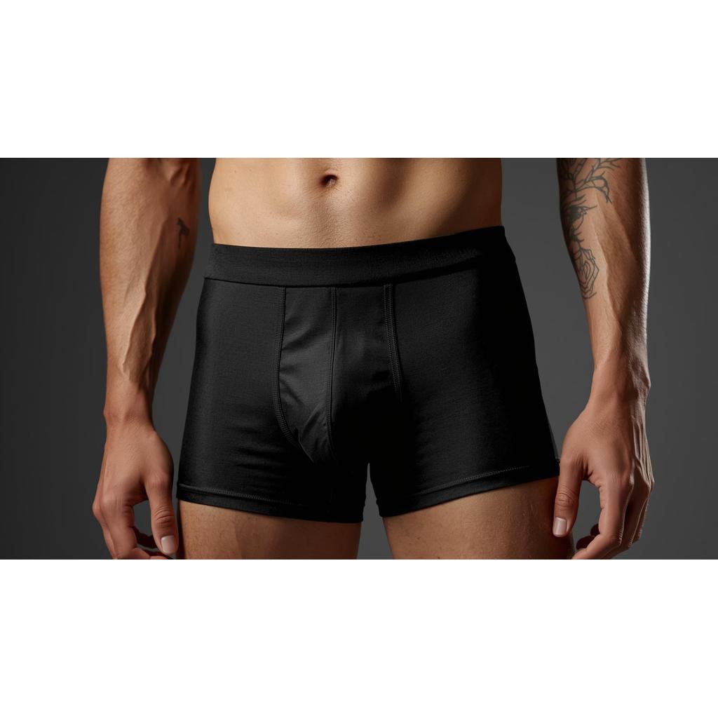 Cueca Boxer Microfibra Premium preta - detalhe frontal