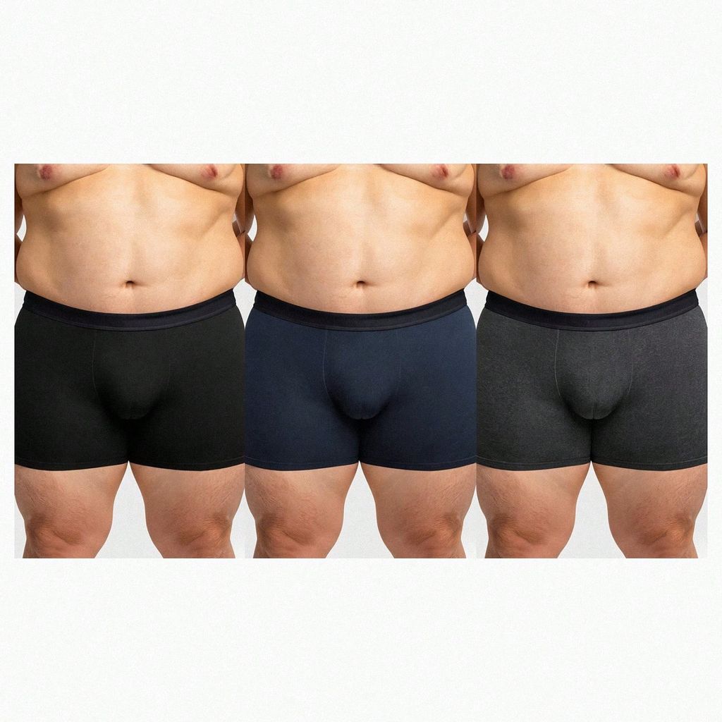 Kit 5 Cuecas Boxer Plus Size - cores preta, marinho e chumbo