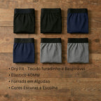 Kit 6 Cuecas Dry Fit - Dry Fit, Elastico 40mm, Forrada em Algodao, Cores Escuras