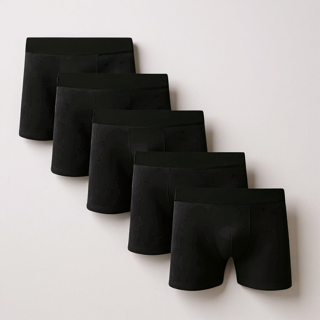 Kit 5 Cuecas Boxer Algodão Cotton na cor preta